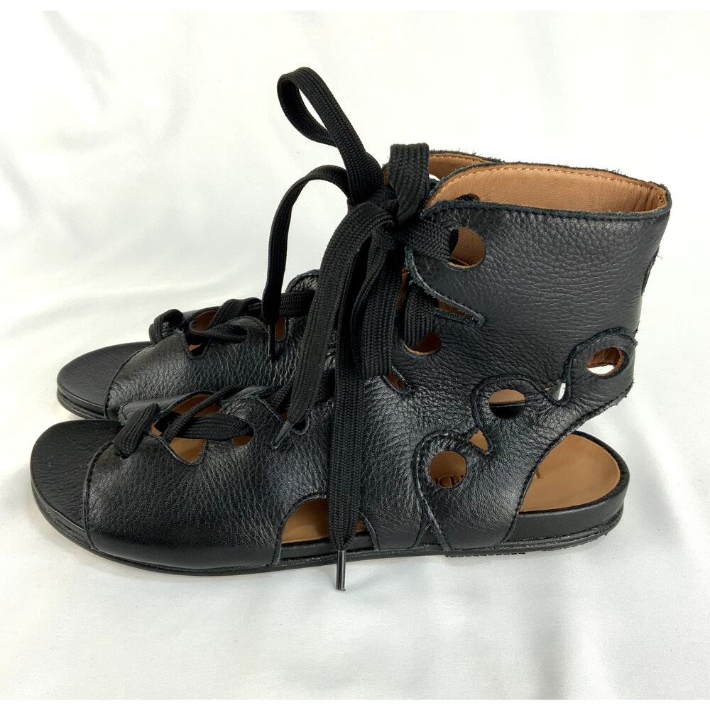 L'Amour Des Pieds Dionisa Leather Gladiator Sandal Black Women's Size 7